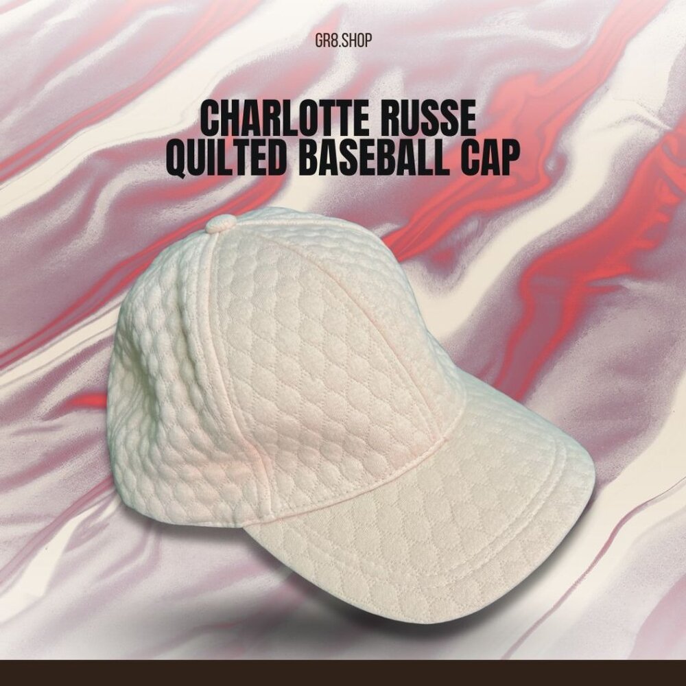 Charlotte Russe Quilted Baseball Cap In Soft Pink With Adjustable Snapback Closu